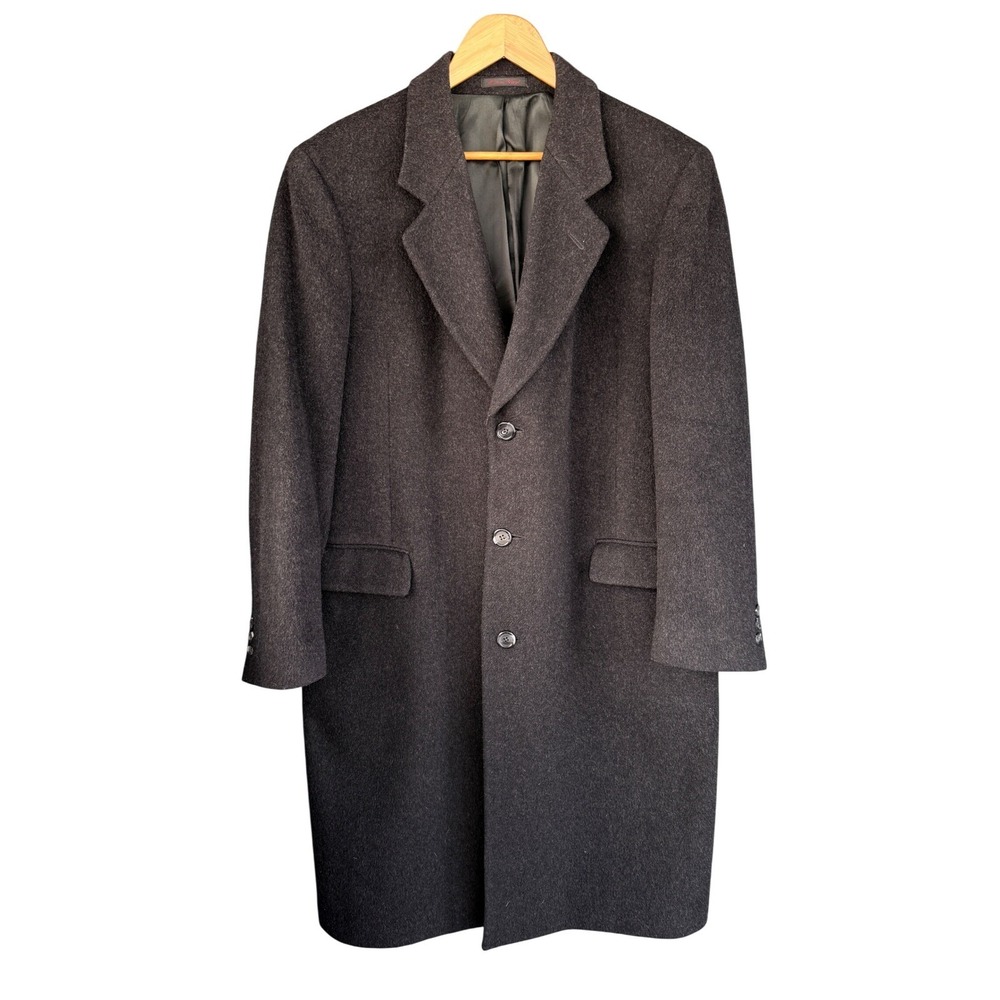 Nino Cerruti Rue Royale Overcoat 42R Wool‎ Cashmere Blend Charcoal Gray 3 Button